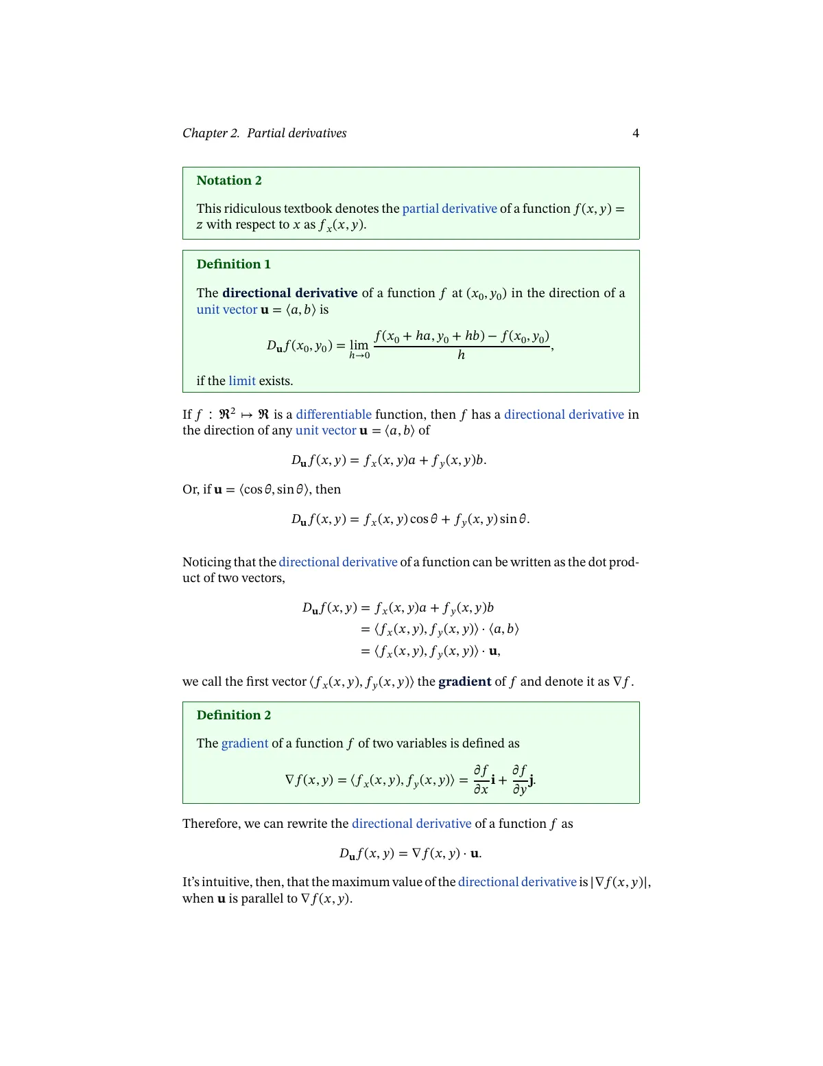 Multivariable calculus lecture notes with contents LaTeX template, page 4 of 14