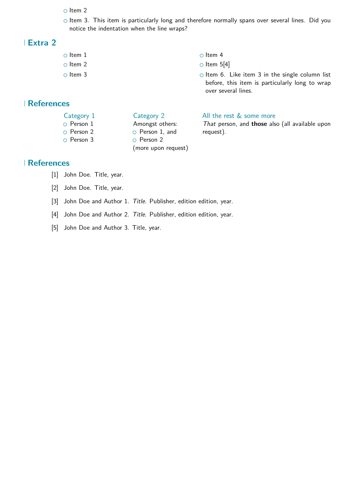 Modern CV and résumé, classic and casual styles LaTeX template, page 3 of 4
