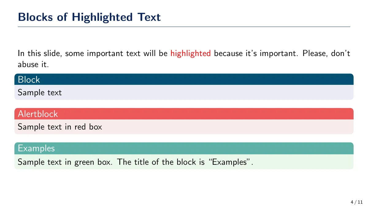 SimplePlus minimalist Beamer theme LaTeX template, page 4 of 11