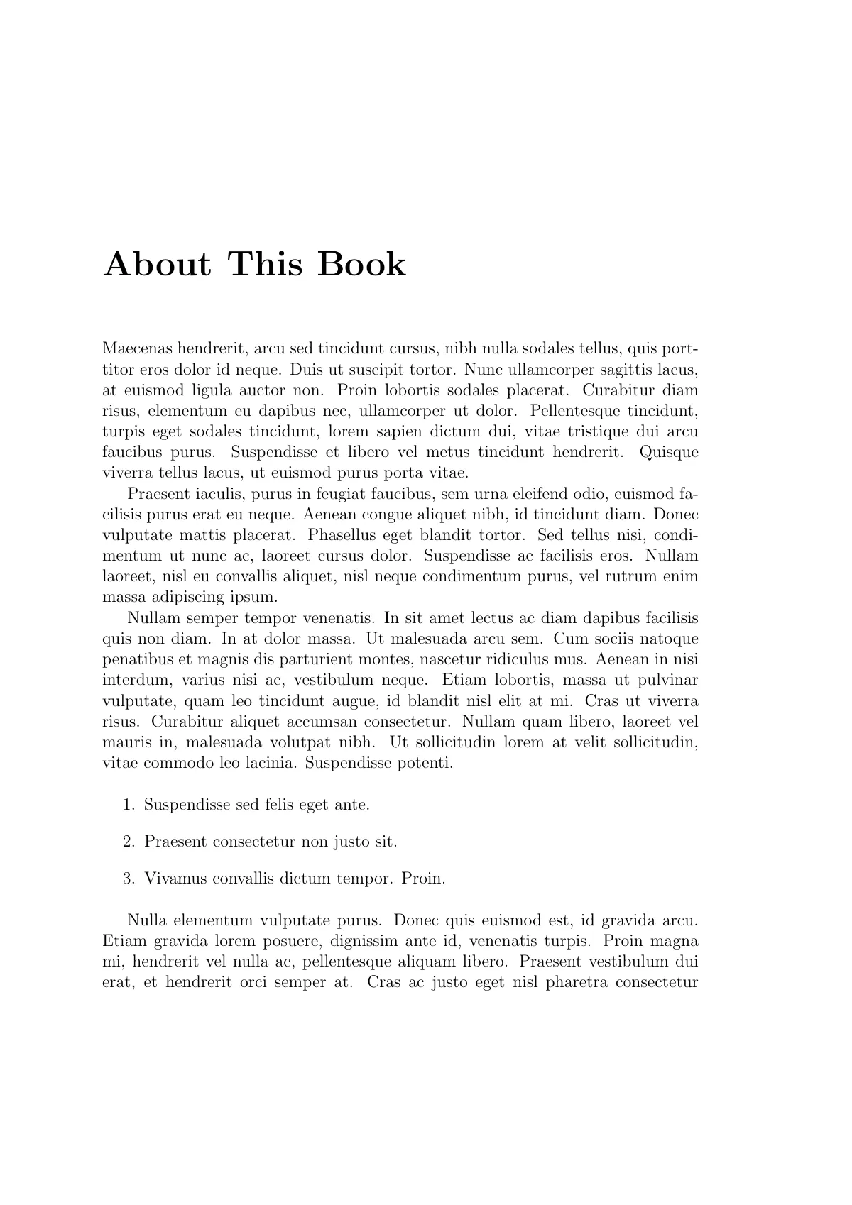 Book with dedication, about the author and chapters LaTeX template, page 3 of 13
