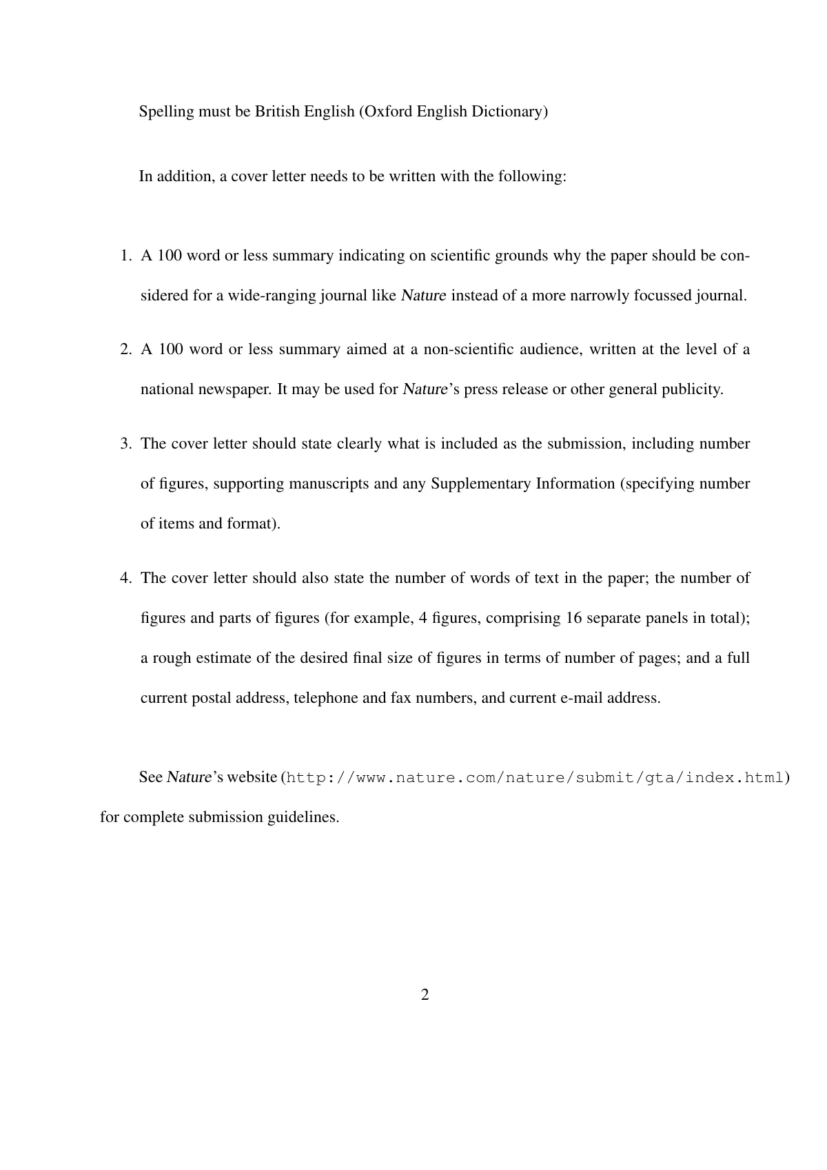 Nature-style paper (nature class) LaTeX template, page 2 of 4