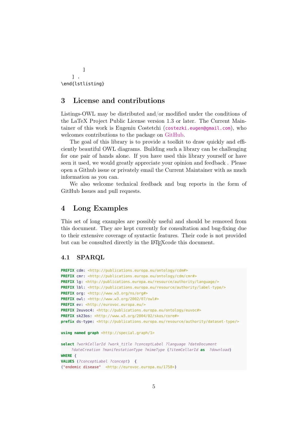 OWL ontology syntax highlighting manual LaTeX template, page 5 of 21