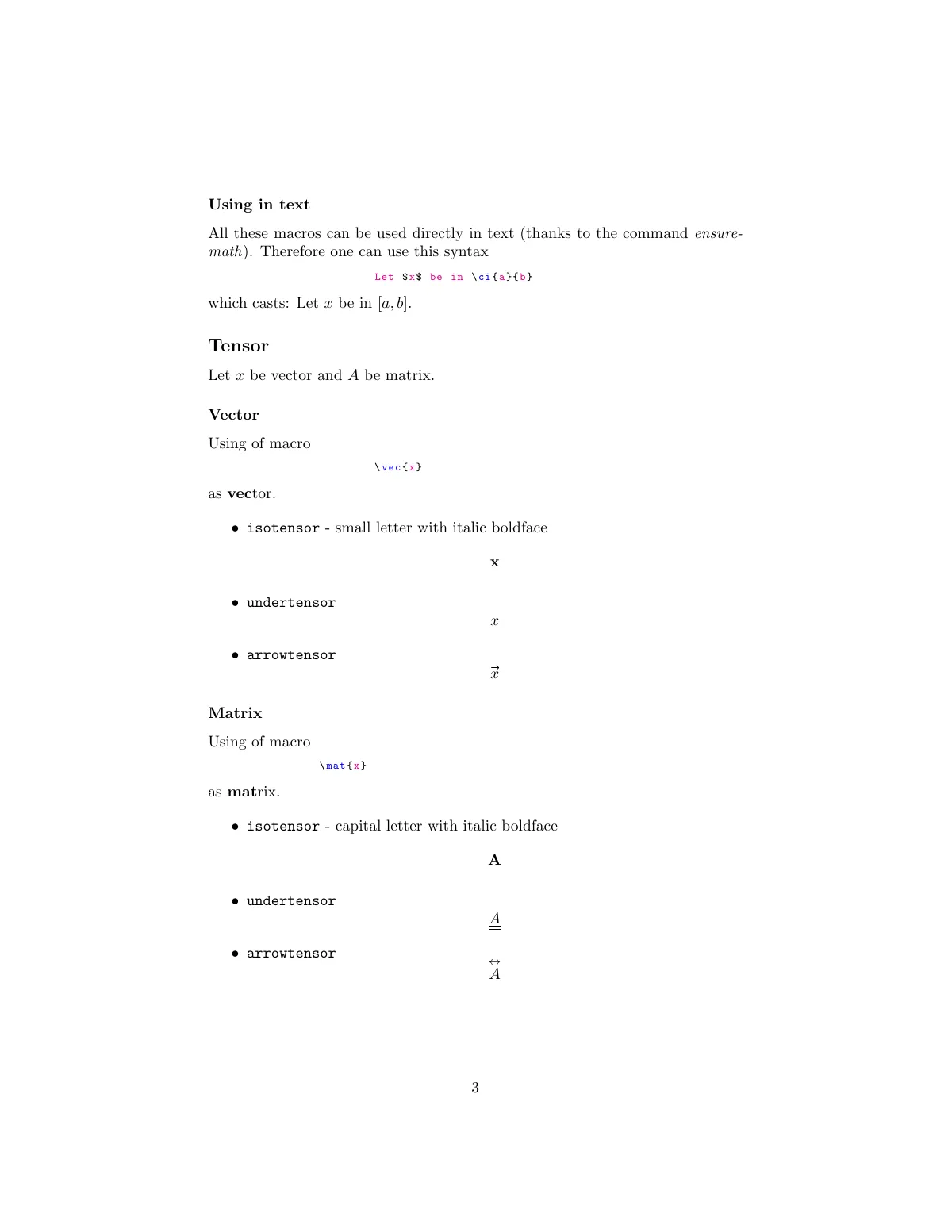 FNSPE notation package guide LaTeX template, page 3 of 10