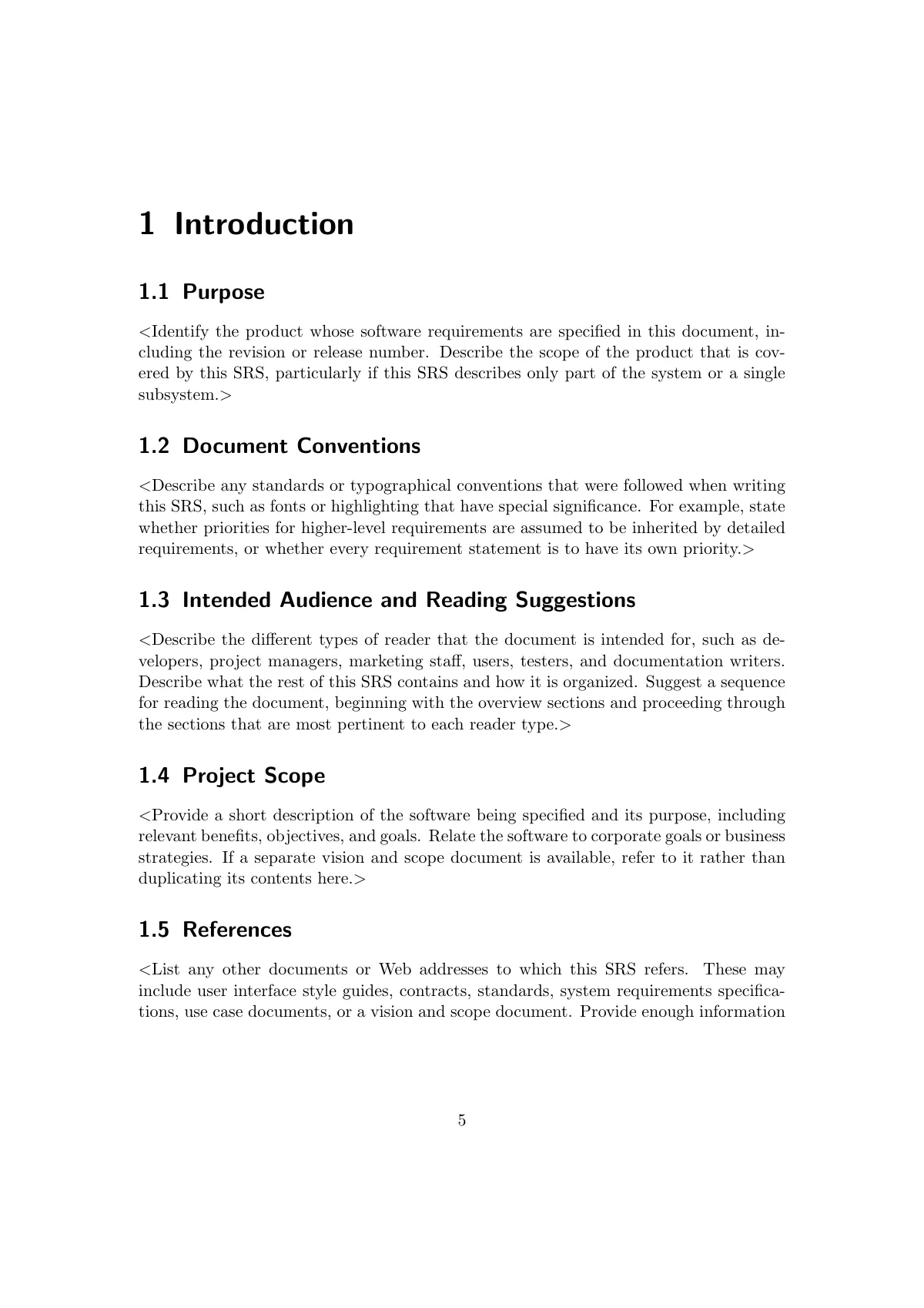 Software Requirements Specification (IEEE) LaTeX template, page 5 of 13