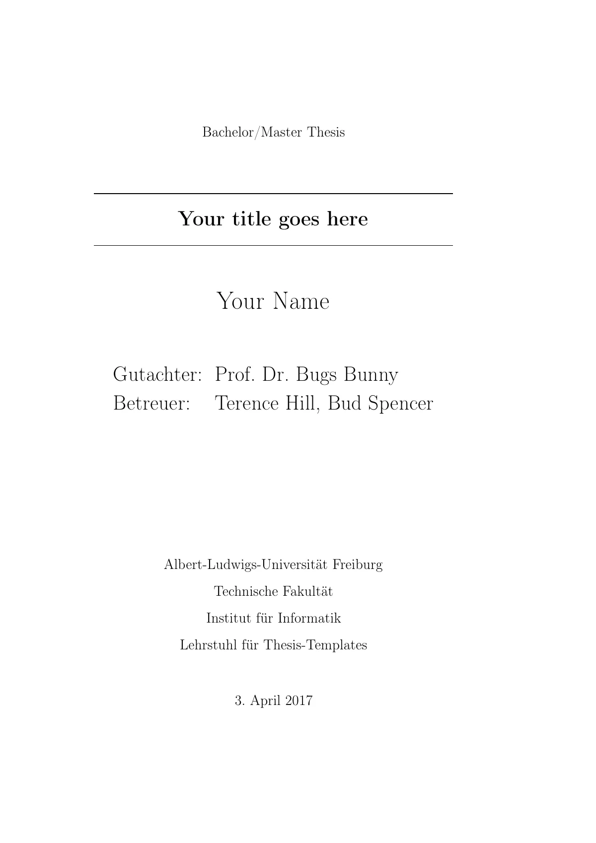 LaTeX-Vorlage University of Freiburg bachelor's and master's thesis, Seite 3 von 30