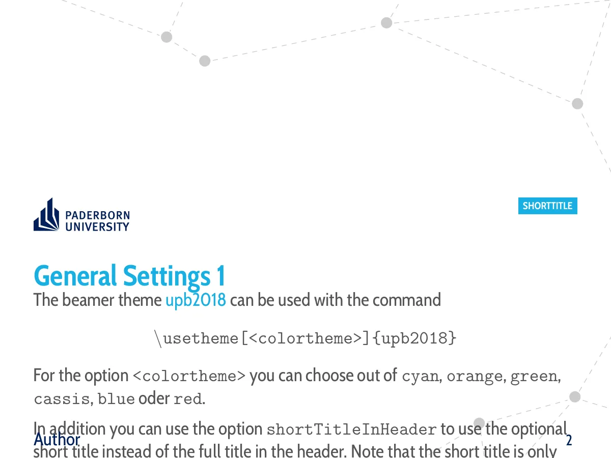 Paderborn University Beamer theme LaTeX template, page 2 of 15