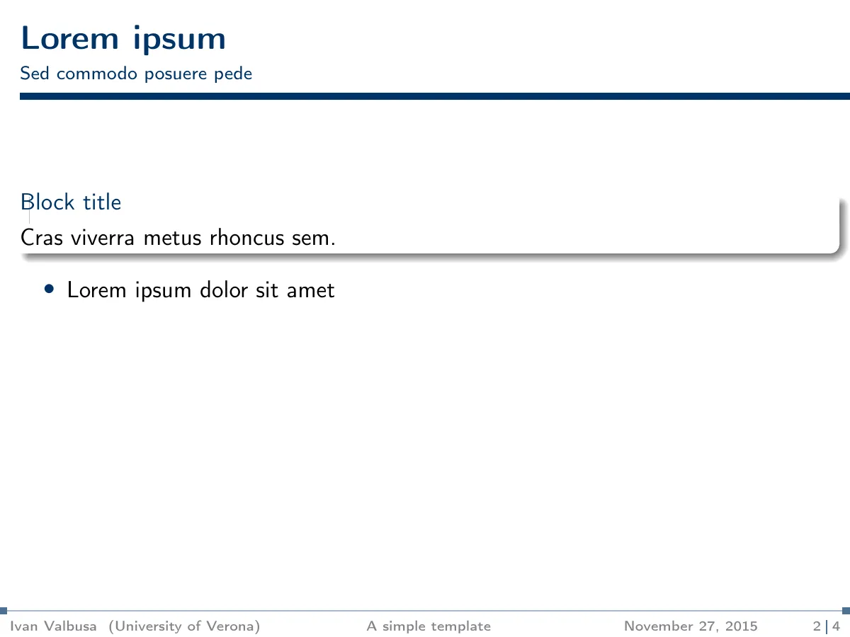LaTeX-Vorlage Verona Beamer-Theme, Standard, Seite 3 von 13