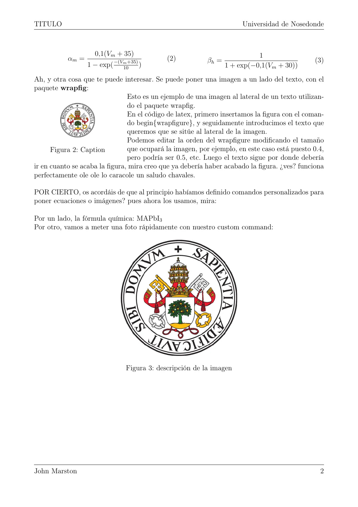 Spanish lab report with LaTeX command guide LaTeX template, page 4 of 5