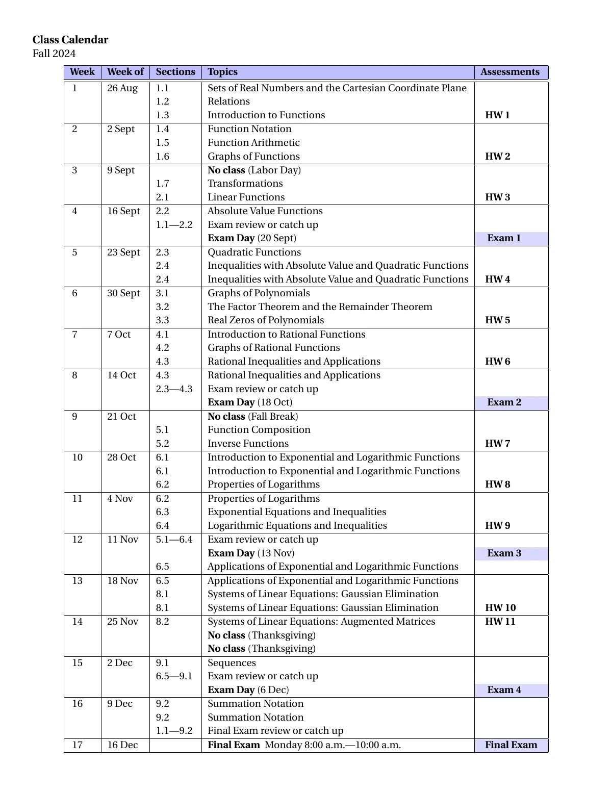 Course calendar LaTeX template, page 3 of 5