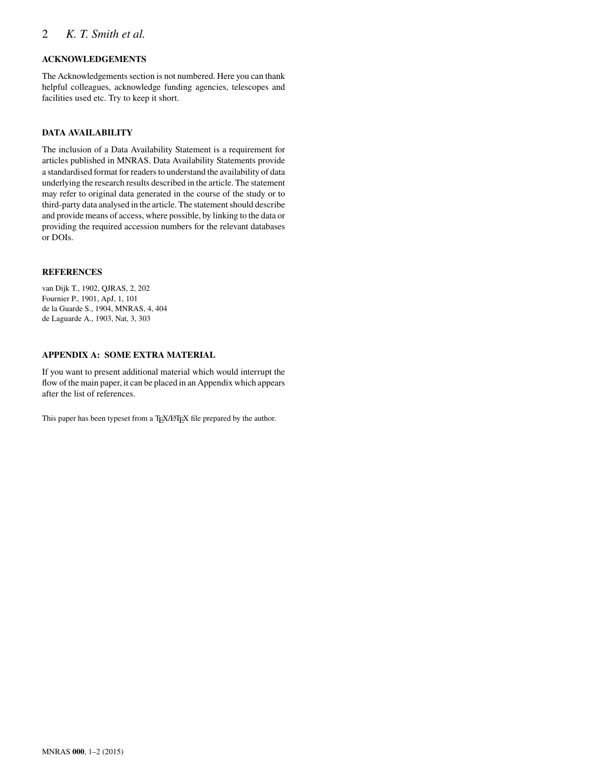 Monthly Notices of the Royal Astronomical Society paper LaTeX template, page 2 of 2