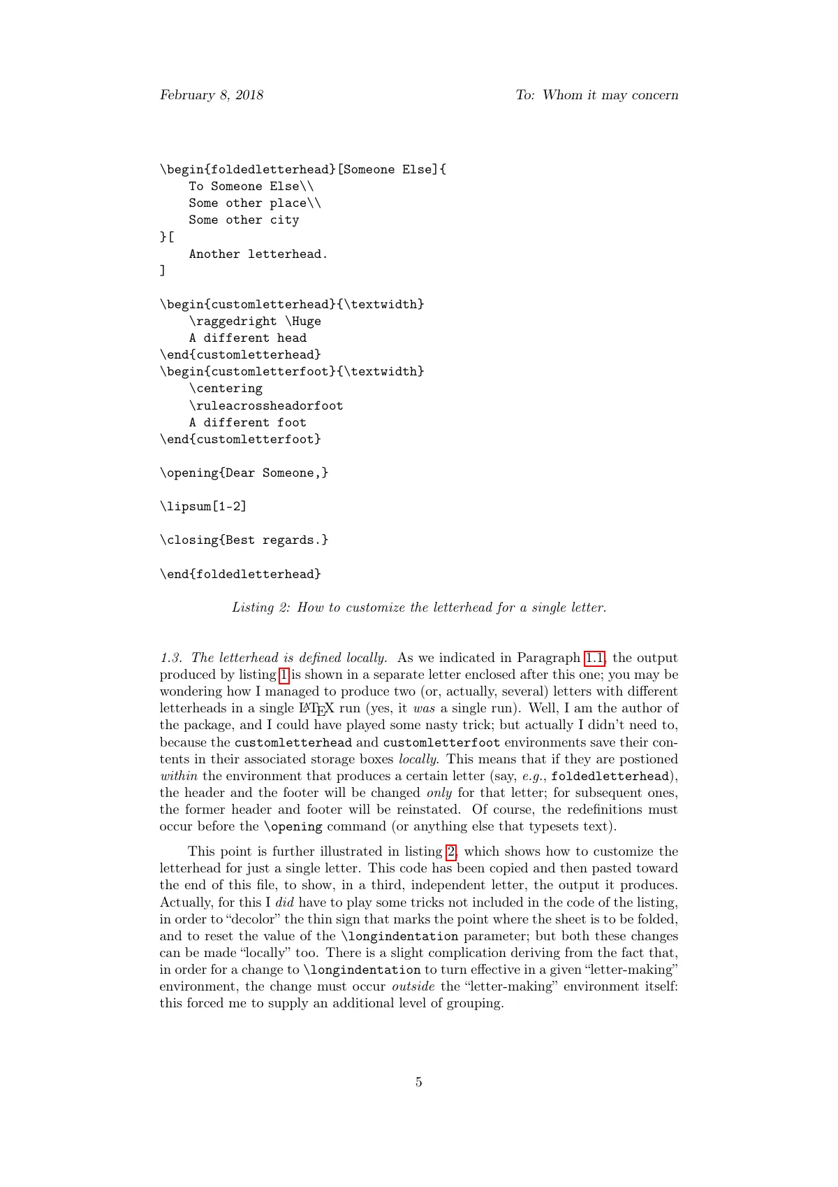 LaTeX-Vorlage Italienischer Geschäftsbrief mit Briefkopf (C.D.P.), Seite 5 von 19