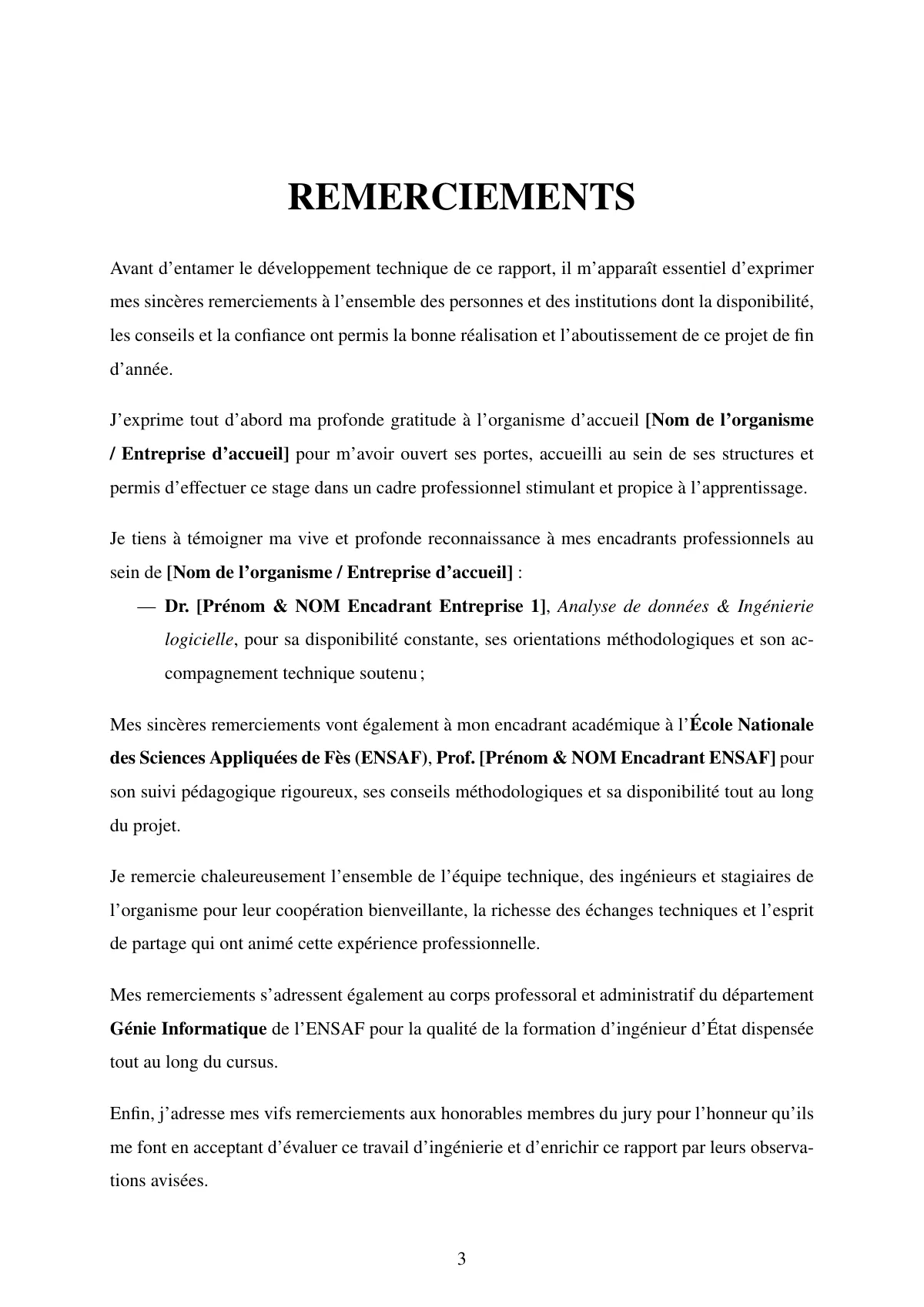 ENSA Fès internship and final-year engineering report LaTeX template, page 3 of 37