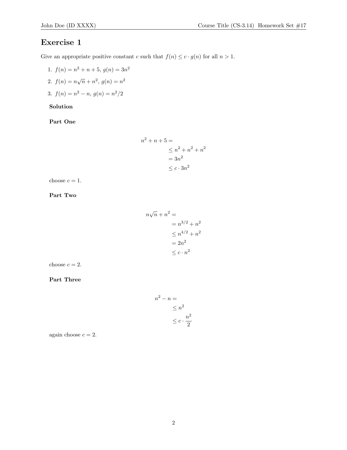 Homework assignment, University of Crete LaTeX template, page 2 of 8