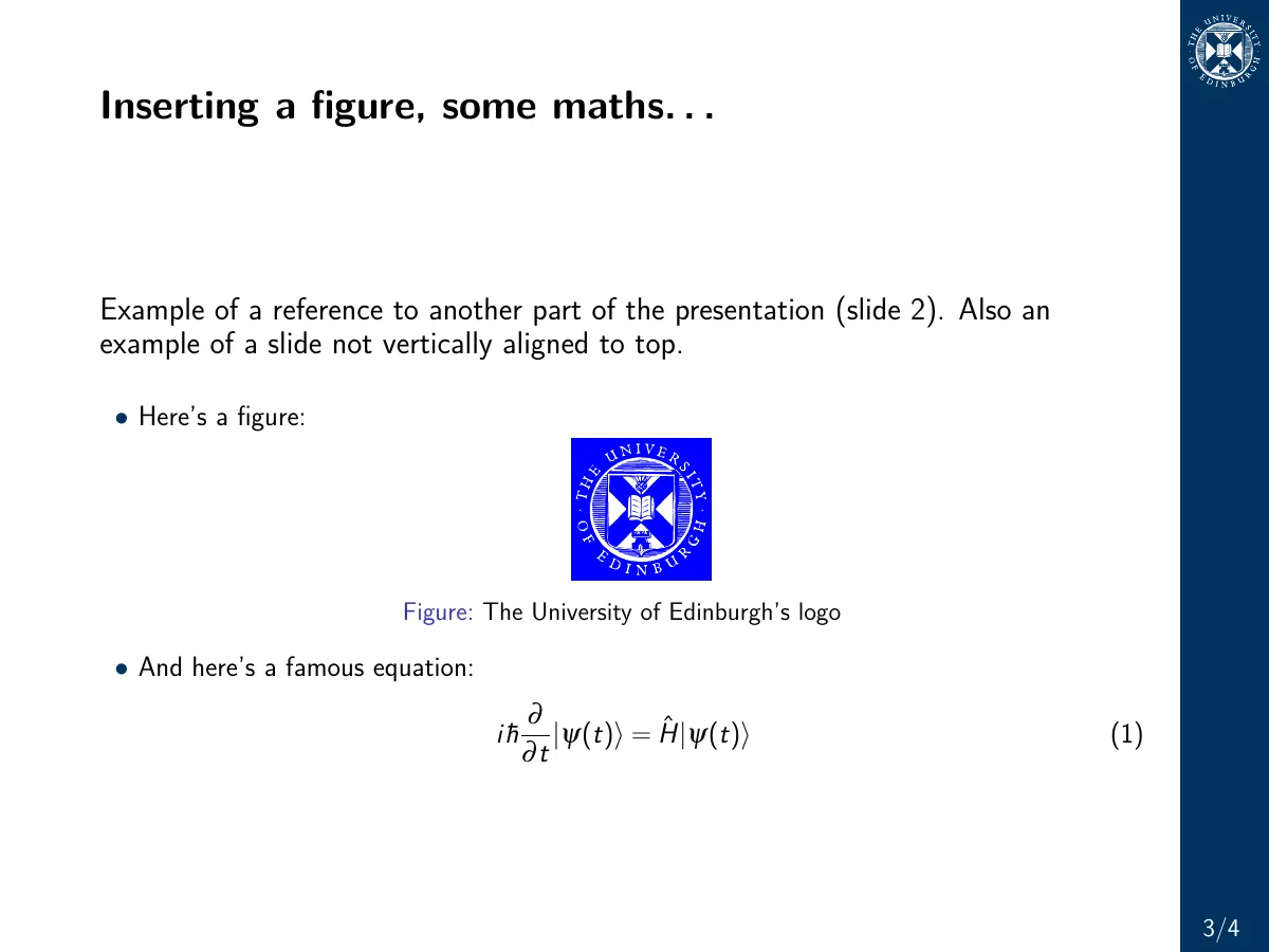 LaTeX-Vorlage University of Edinburgh School of Mathematics Beamer-Theme, Seite 3 von 4
