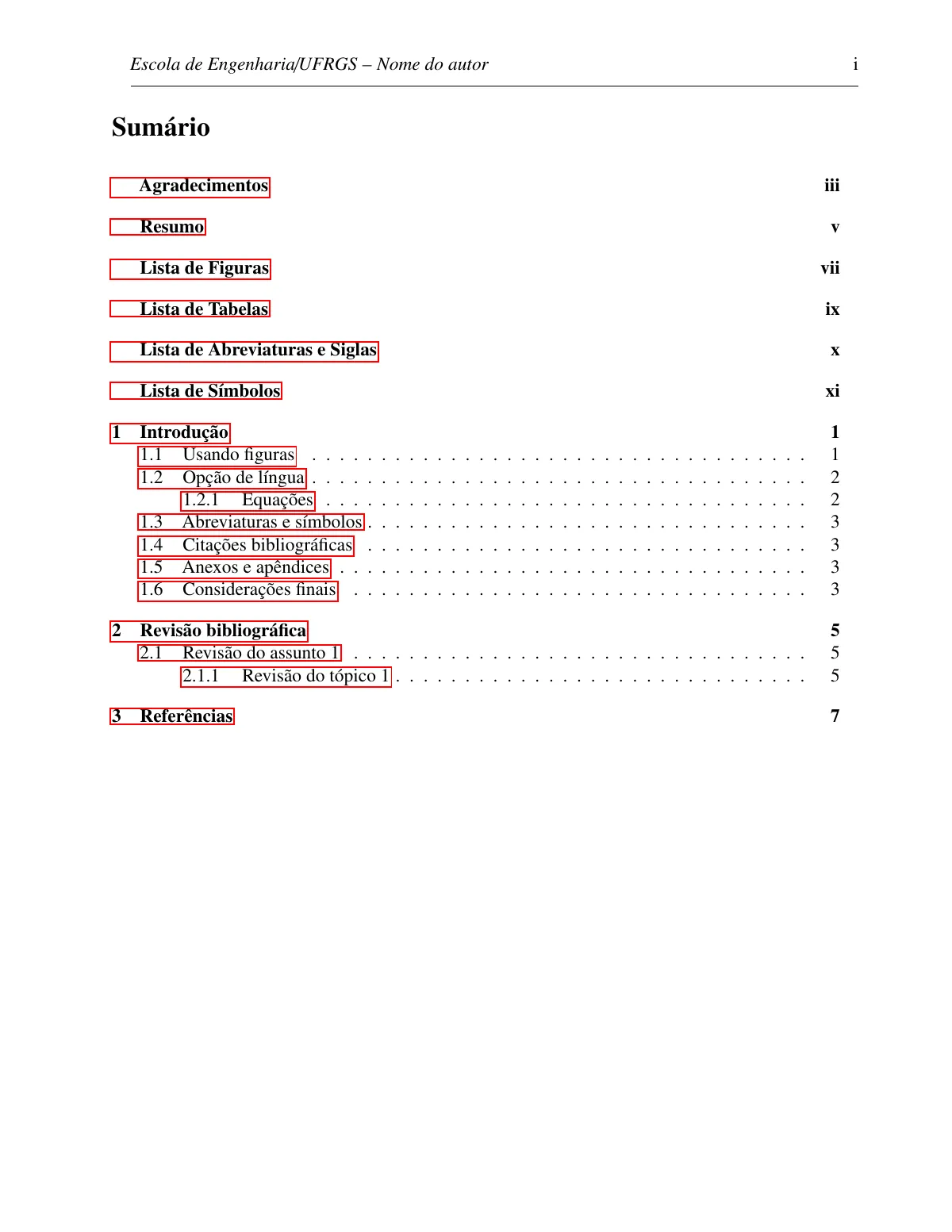UFRGS control and automation engineering final-year project LaTeX template, page 3 of 21