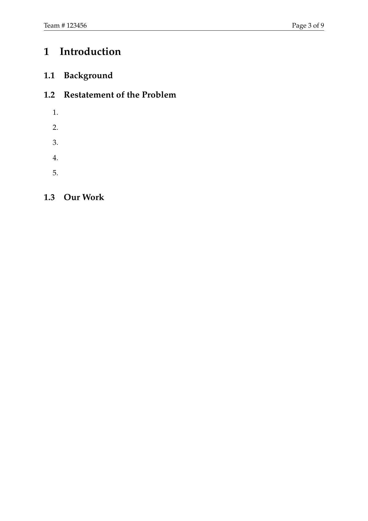 MCM/ICM mathematical modelling contest paper LaTeX template, page 3 of 11