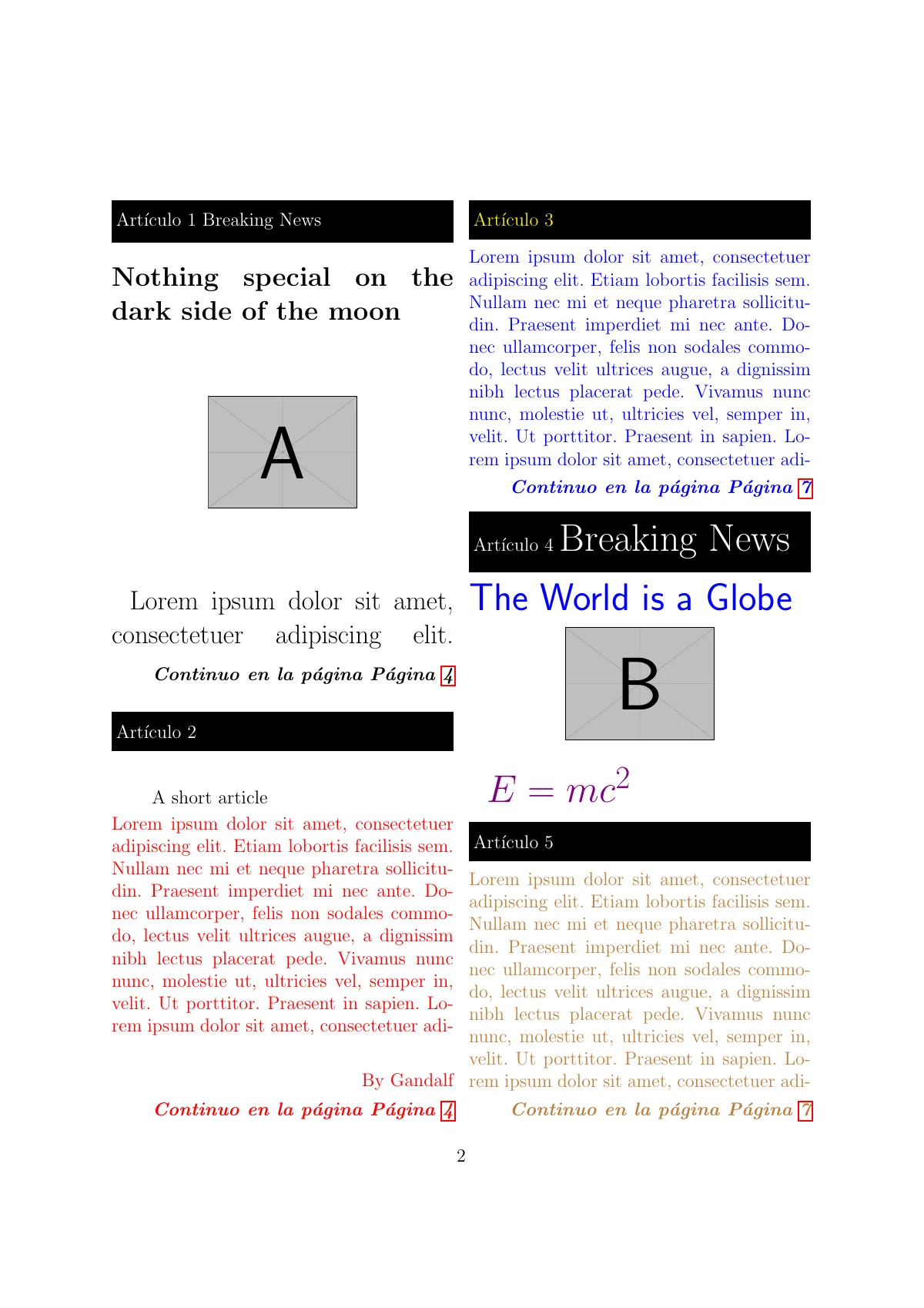 Newspaper-style articles with teasers and continuations LaTeX template, page 2 of 13