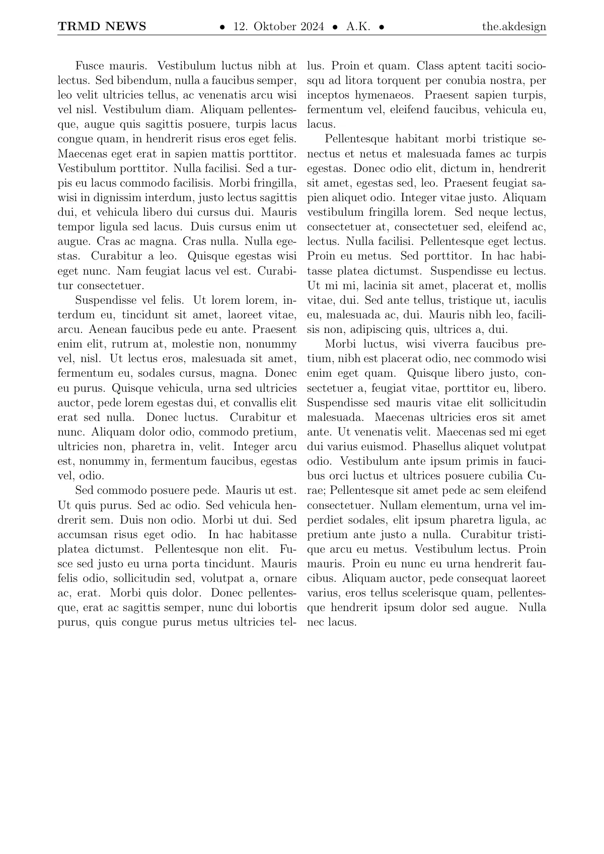 LaTeX-Vorlage Zweispaltige Newsletter-Seite mit Bildplatzhalter, Seite 2 von 2