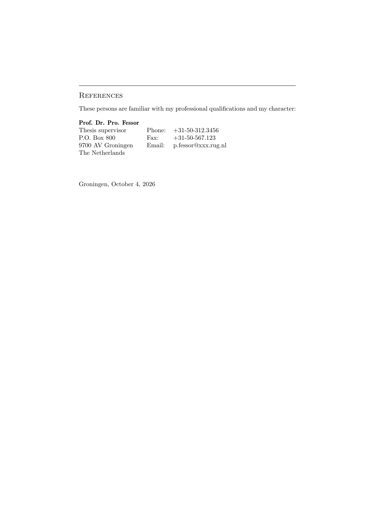 LaTeX-Vorlage Lebenslauf mit dem cv-Paket, Seite 3 von 3