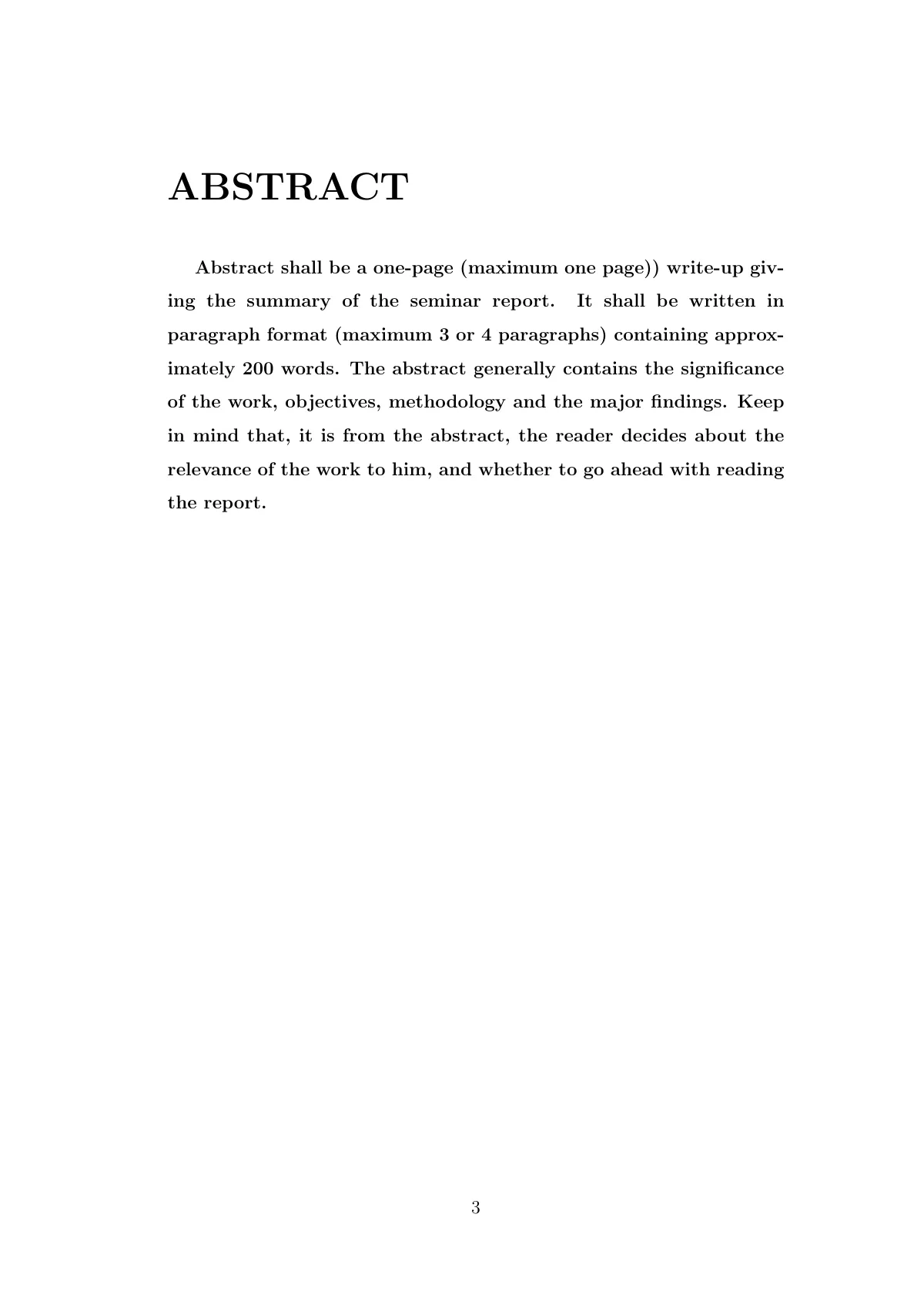 NIT Calicut seminar report, Mechanical Engineering LaTeX template, page 4 of 16