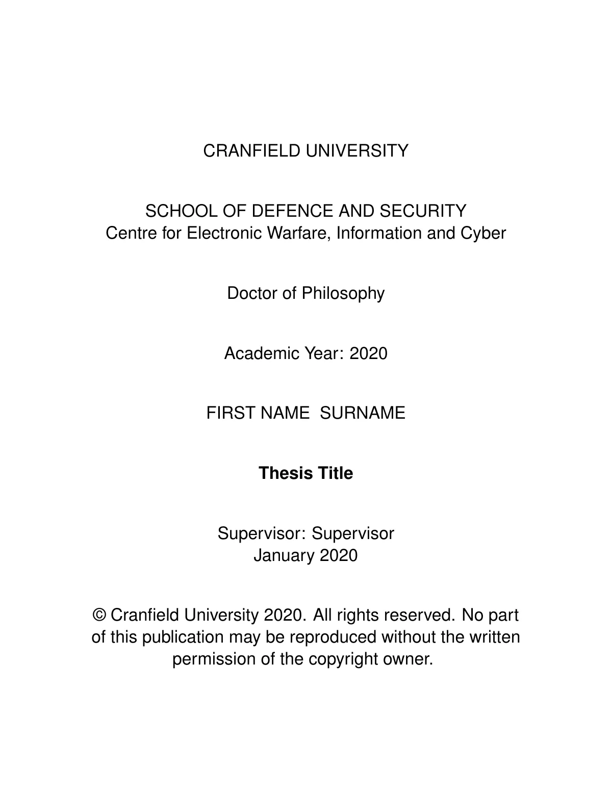 LaTeX-Vorlage Cranfield University PhD-Dissertation (inoffiziell), Seite 3 von 33