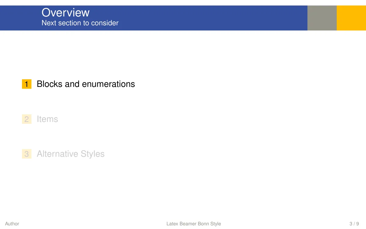 University of Bonn Beamer theme LaTeX template, page 3 of 11