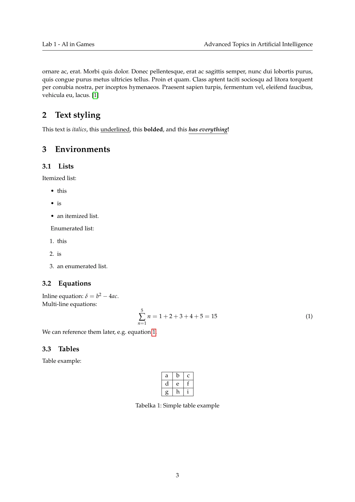 Short report for Wroclaw University of Science LaTeX template, page 3 of 4