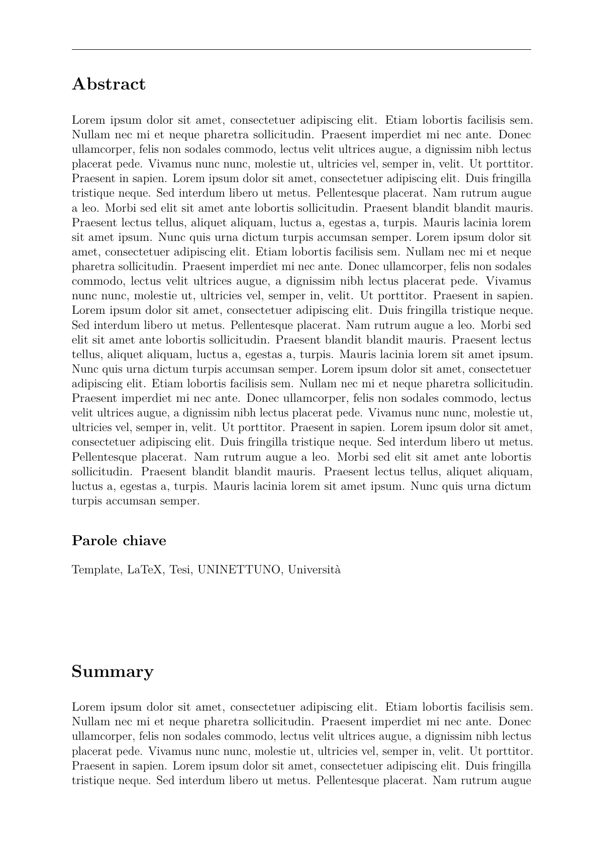 LaTeX-mallen UNINETTUNO engineering thesis, Italian, sida 3 av 45
