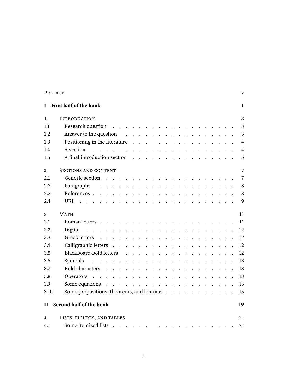 Minimalist academic book or monograph LaTeX template, page 3 of 67