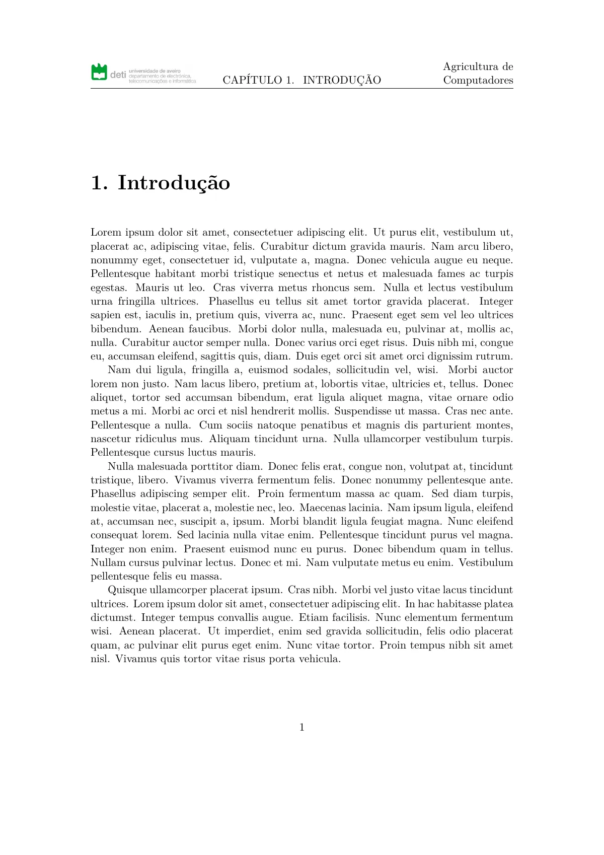 DETI report, Universidade de Aveiro (Portuguese) LaTeX template, page 2 of 3