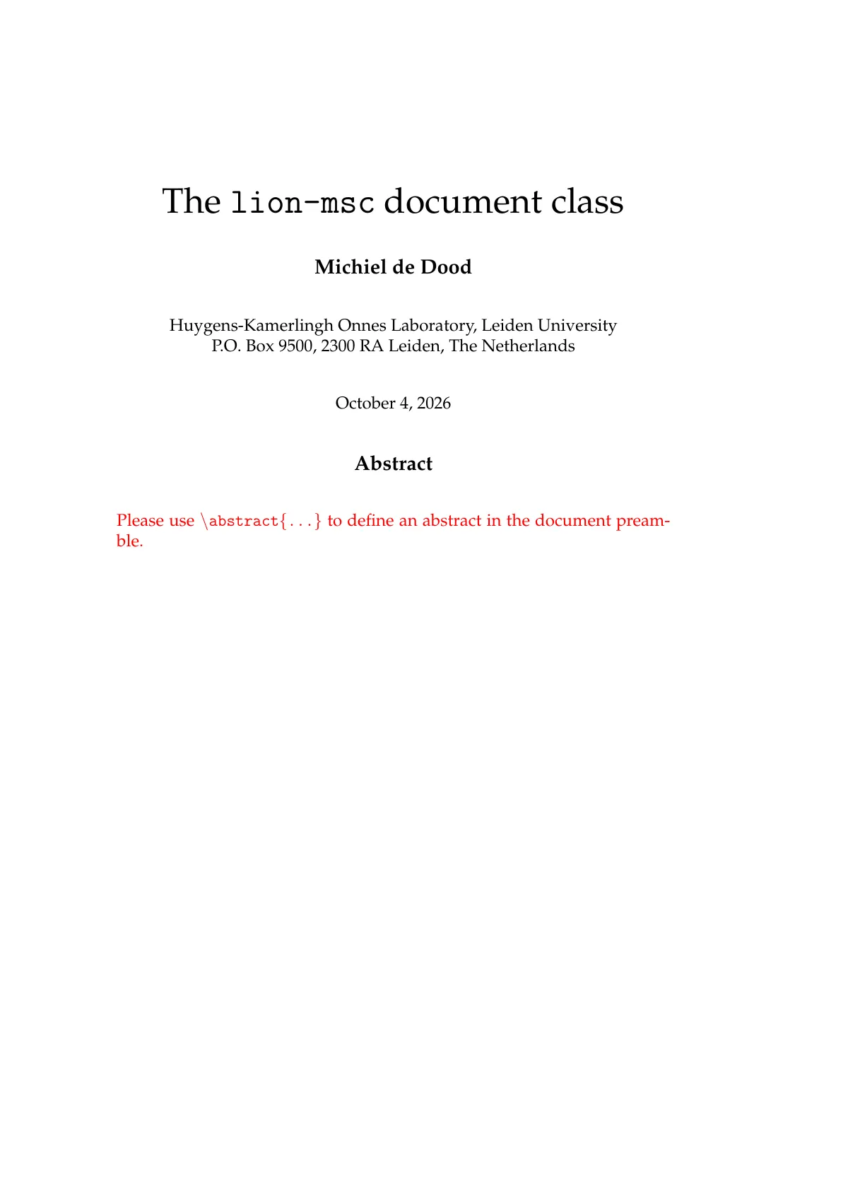 LaTeX-Vorlage Leiden Institute of Physics bachelor's or master's thesis, Seite 3 von 33