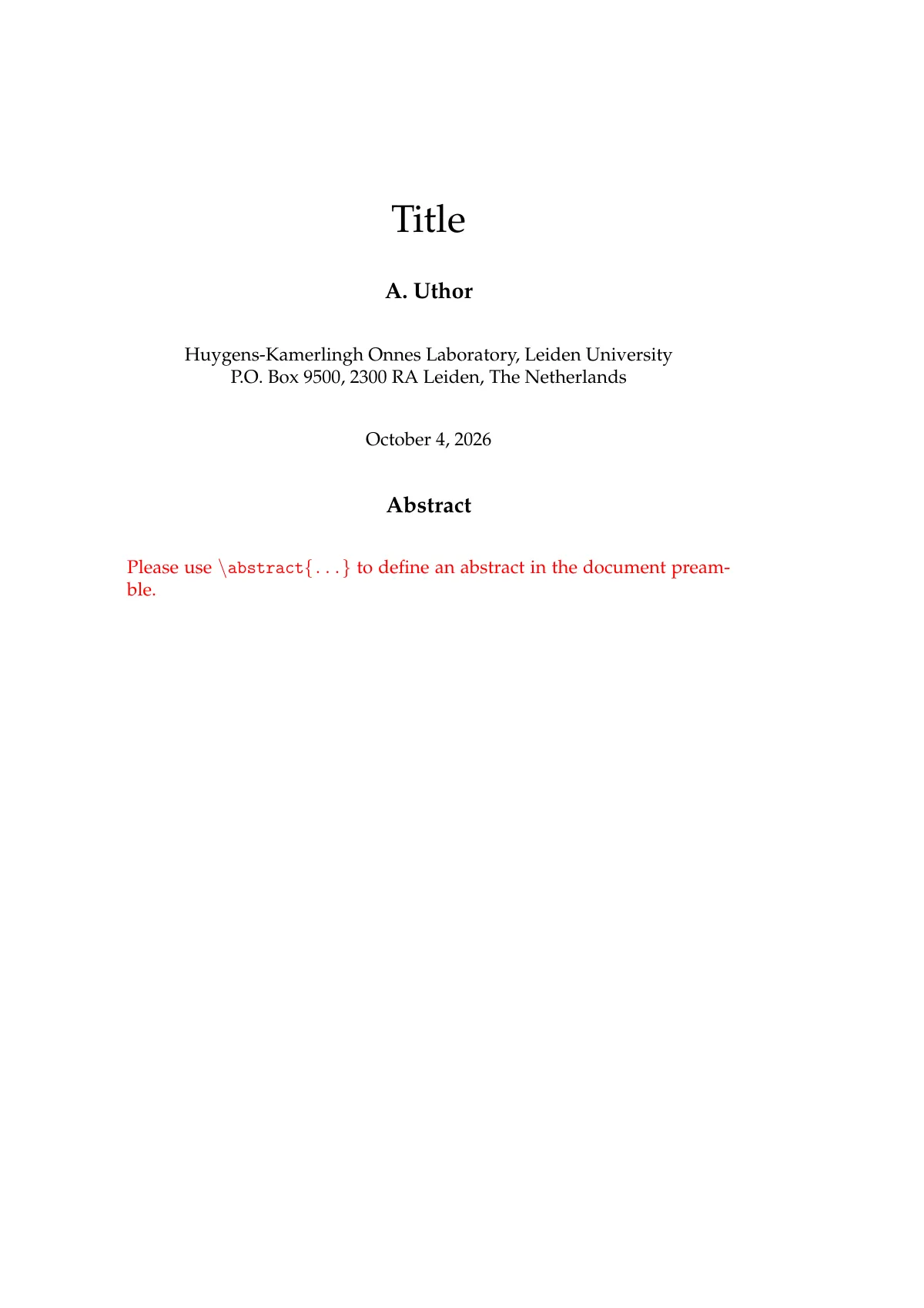 Leiden Institute of Physics thesis, minimal LaTeX template, page 3 of 5