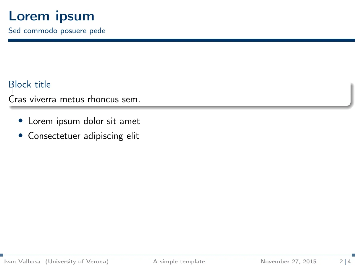 LaTeX-Vorlage Verona Beamer-Theme, Standard, Seite 4 von 13