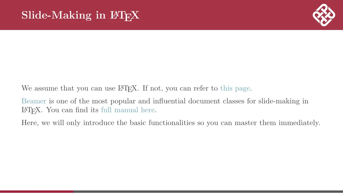 Hong Kong PolyU Beamer theme LaTeX template, page 3 of 16