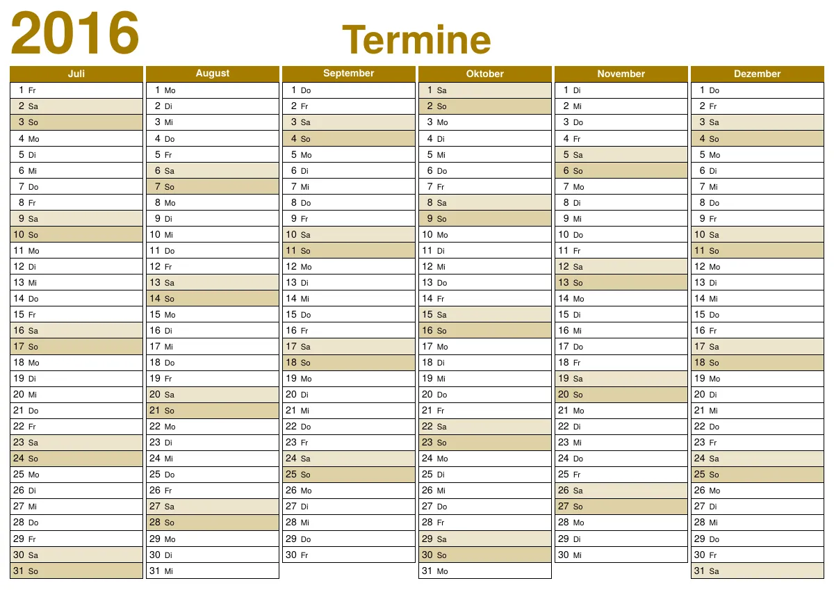 LaTeX-mallen Tysk årskalender i kolumner, TikZ, sida 2 av 2
