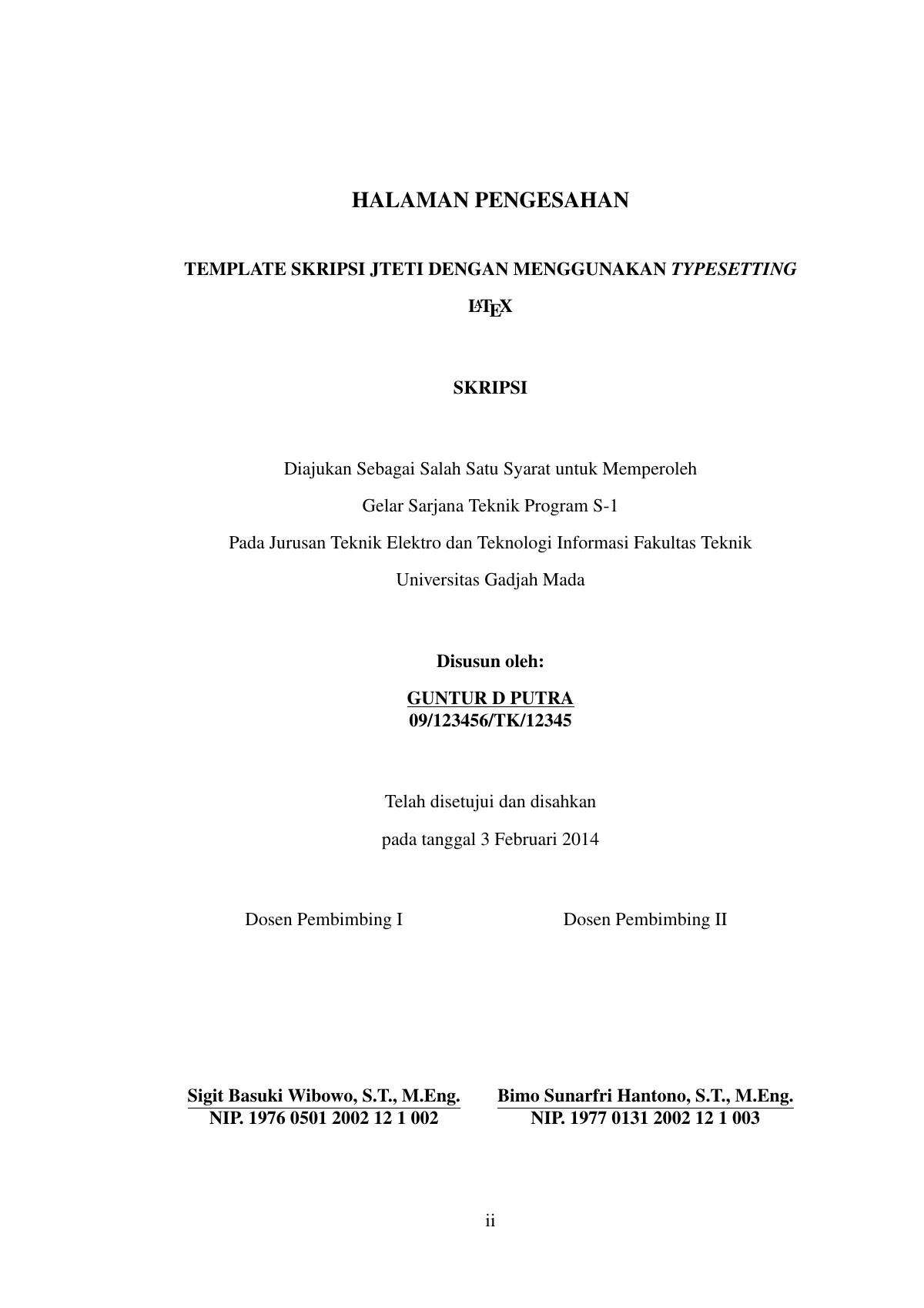 Gadjah Mada University undergraduate thesis (Skripsi) LaTeX template, page 2 of 25