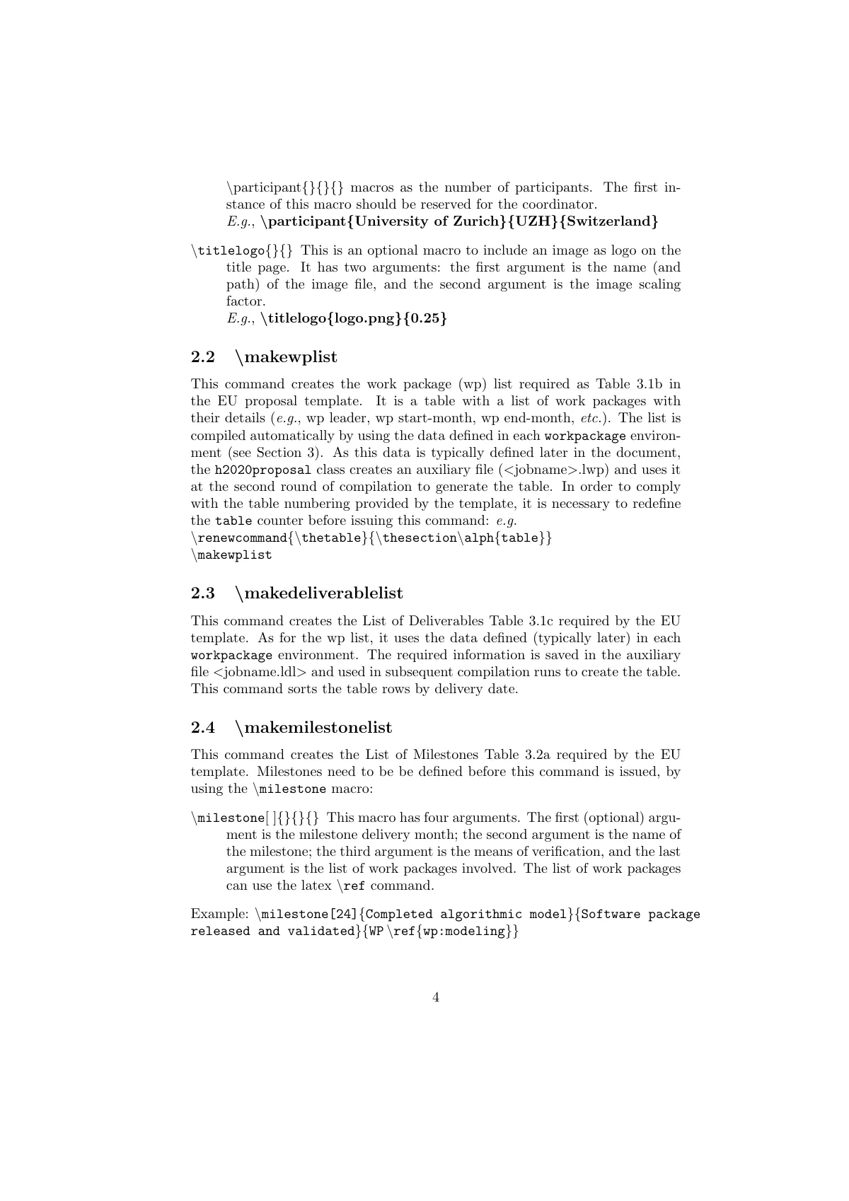 EU Horizon 2020 RIA proposal class manual LaTeX template, page 4 of 9