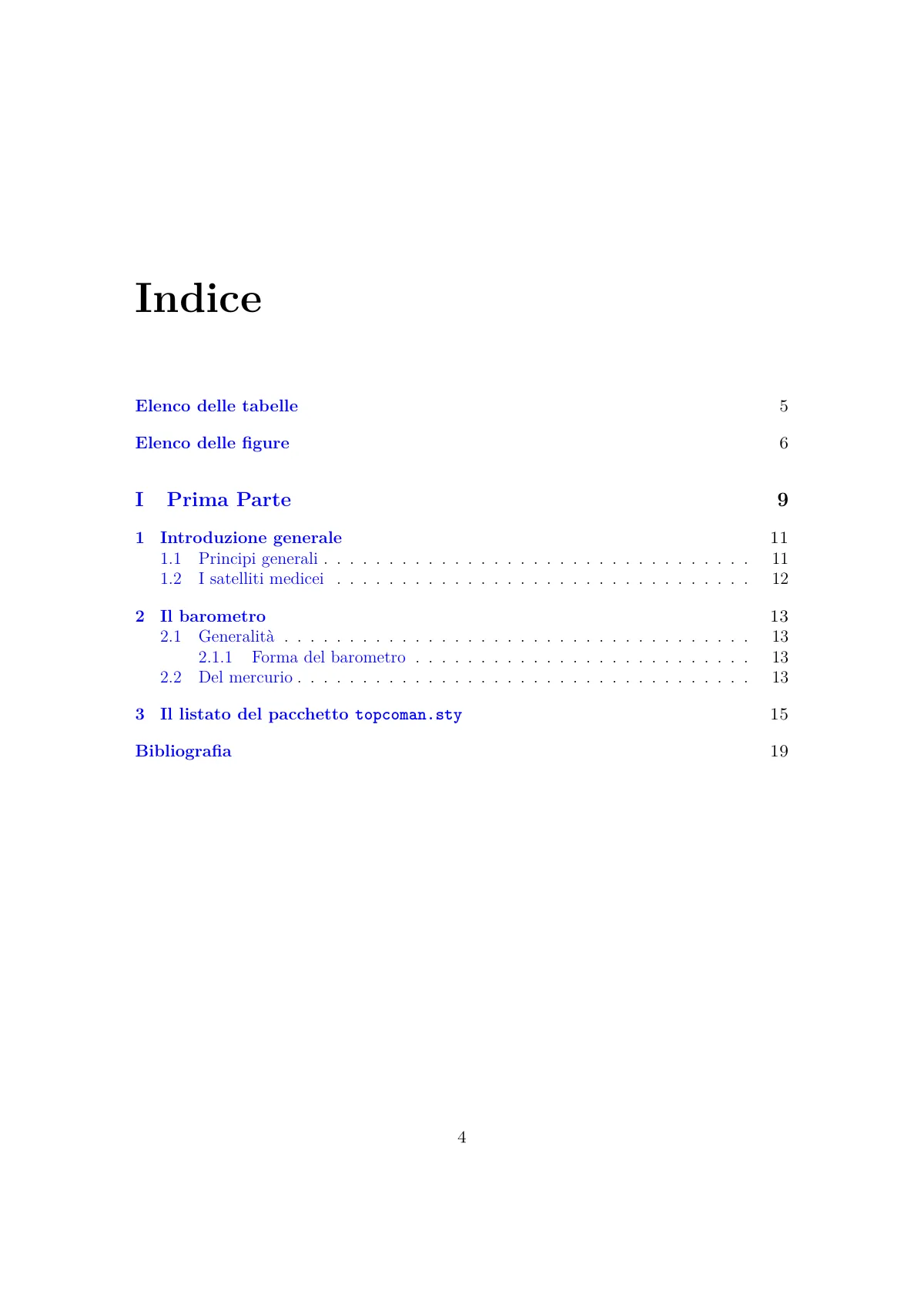 Italian thesis with university-style front page, toptesi LaTeX template, page 4 of 19