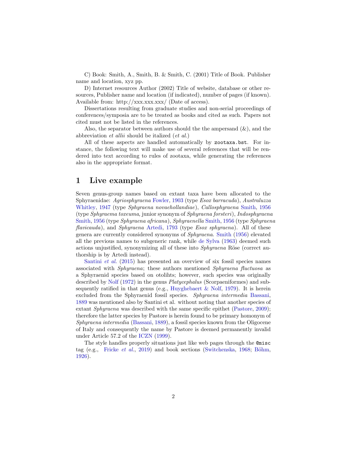 LaTeX-Vorlage Zootaxa-Manuskript mit taxonomischen Zitaten, Seite 2 von 4