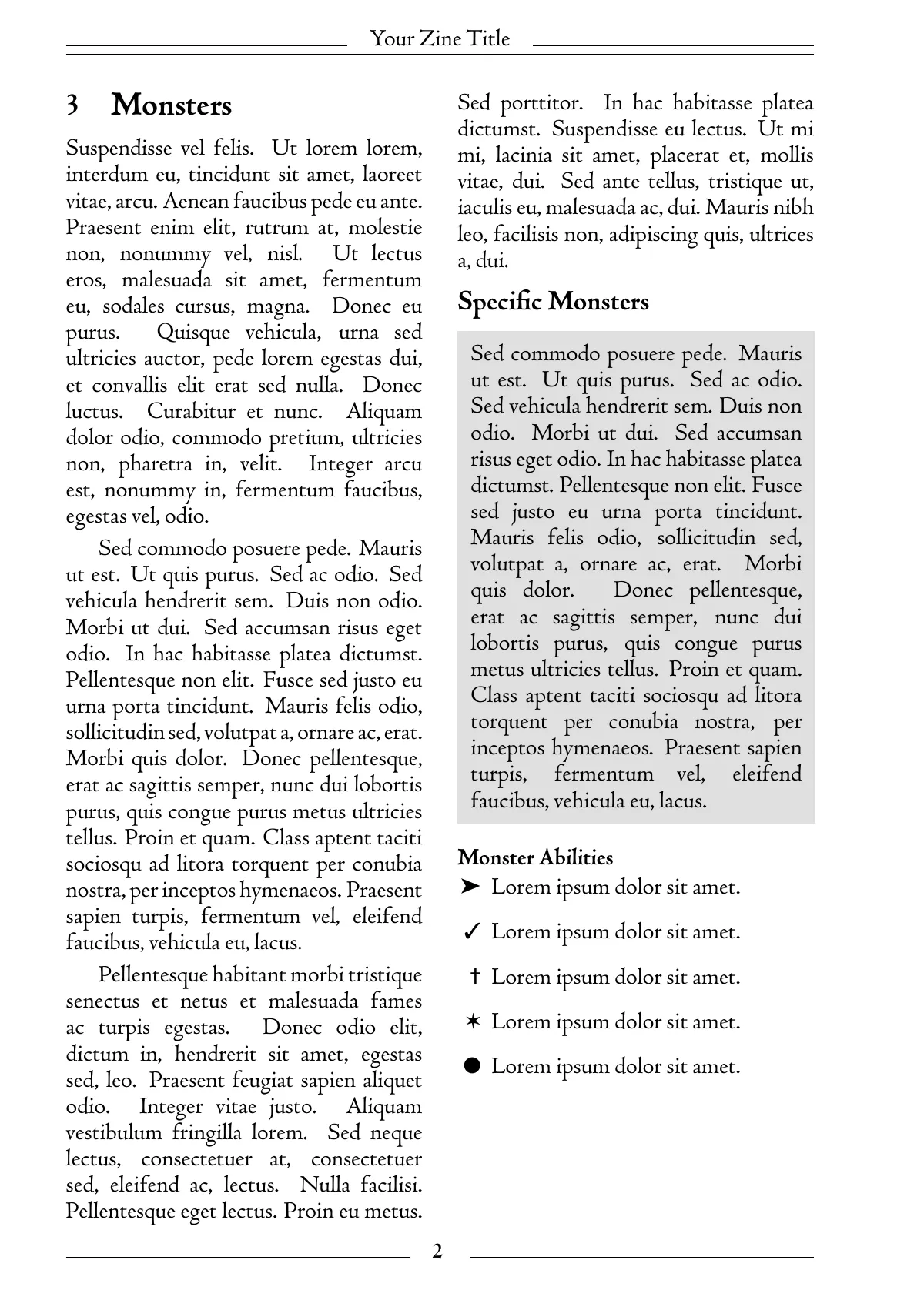 LaTeX-Vorlage Tabletop-RPG-Zine mit benutzerdefinierter Klasse, Seite 2 von 4