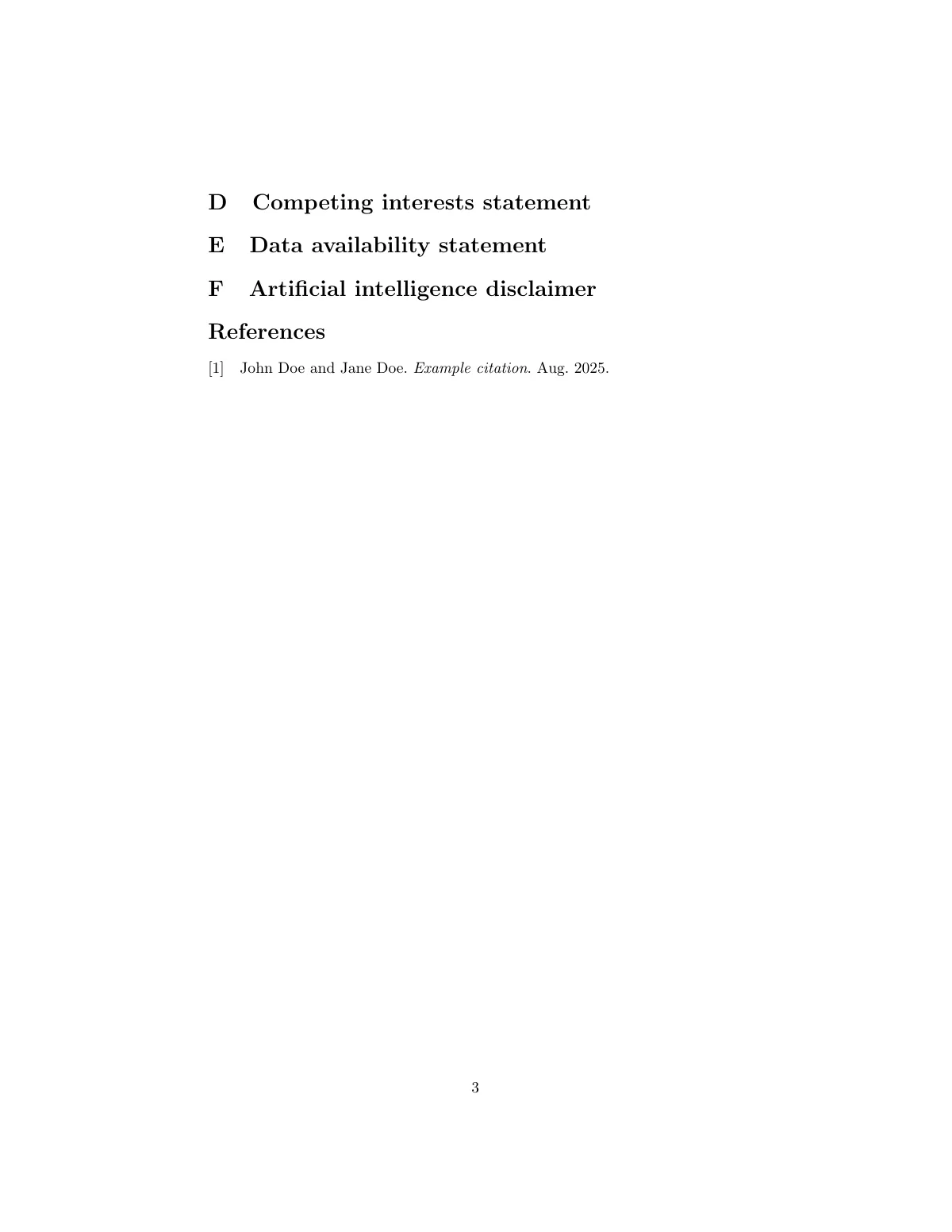 LaTeX-Vorlage Artikelmanuskript für Zeitschrifteneinreichung, Seite 3 von 3