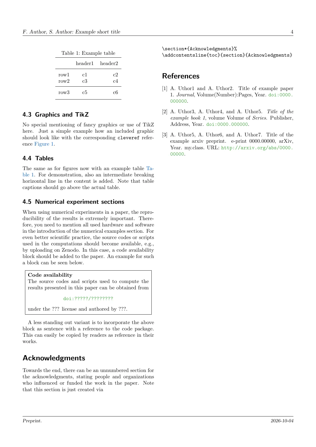 arXiv preprint template with ORCID authors LaTeX template, page 4 of 4