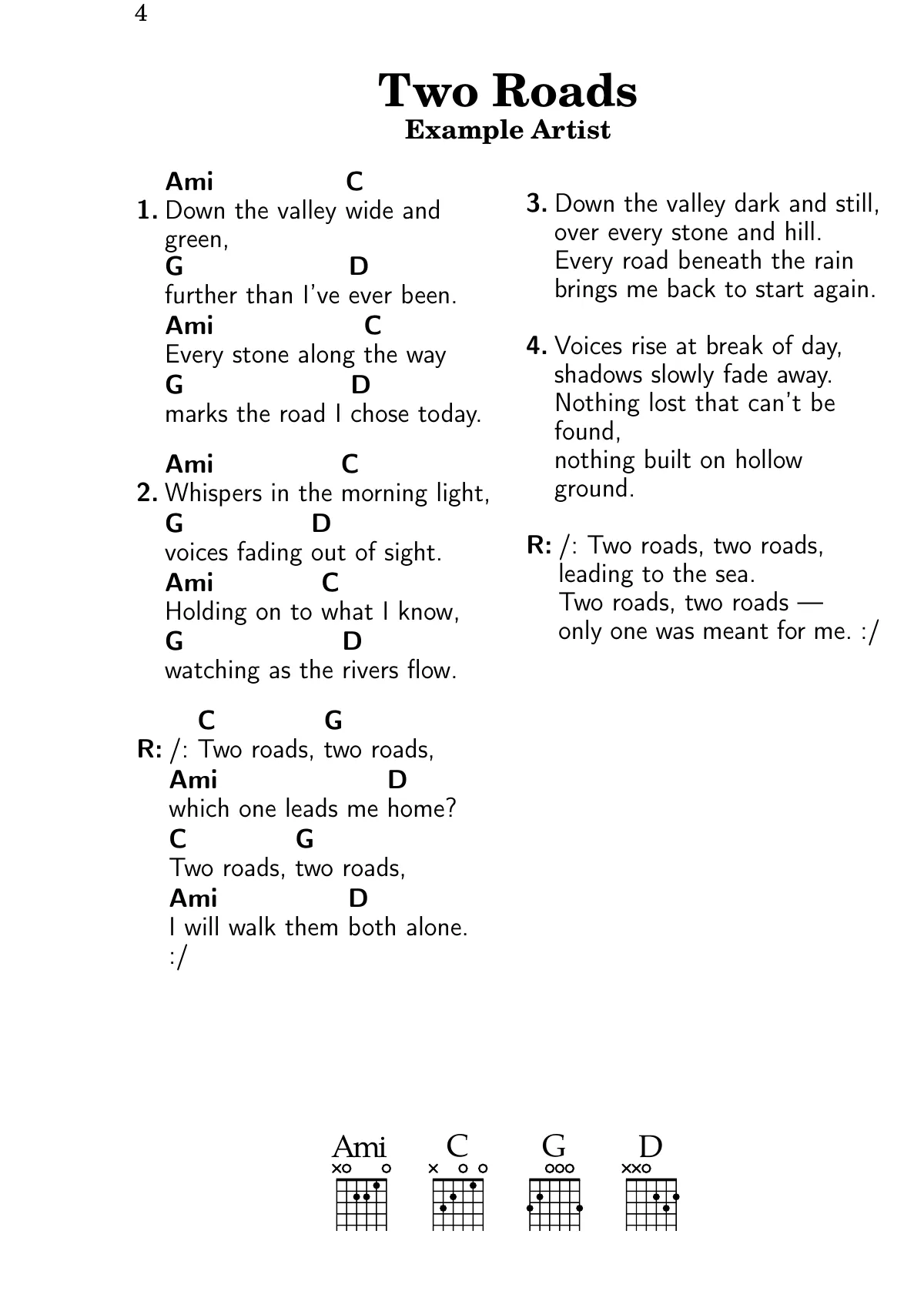 Songbook with leadsheetx LaTeX template, page 5 of 9