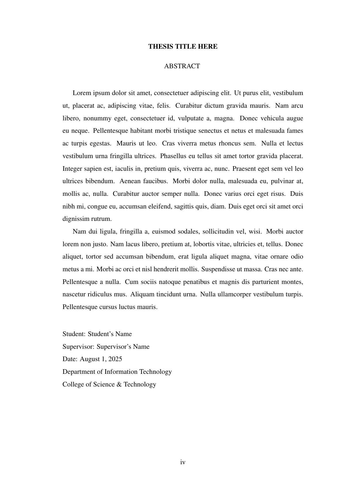 LaTeX-mallen Examensrapport, Tribhuvan University, sida 5 av 31