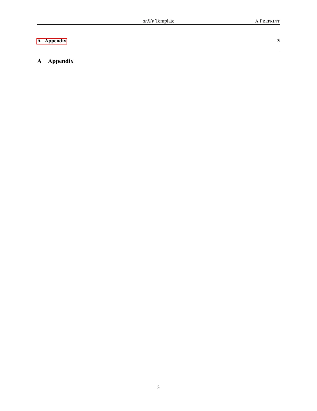 ArXiv preprint article LaTeX template, page 3 of 3