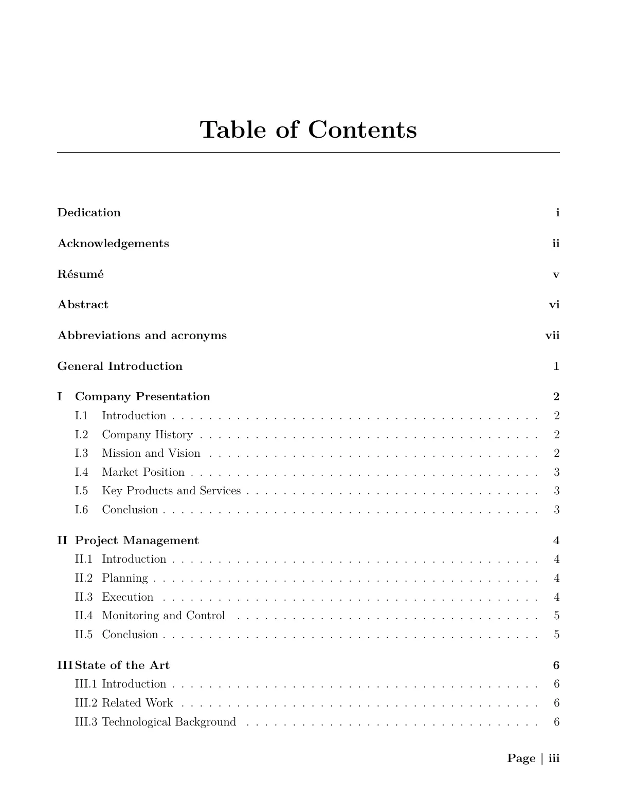 End-of-studies project (PFE) report, FSTT Tangier LaTeX template, page 4 of 25