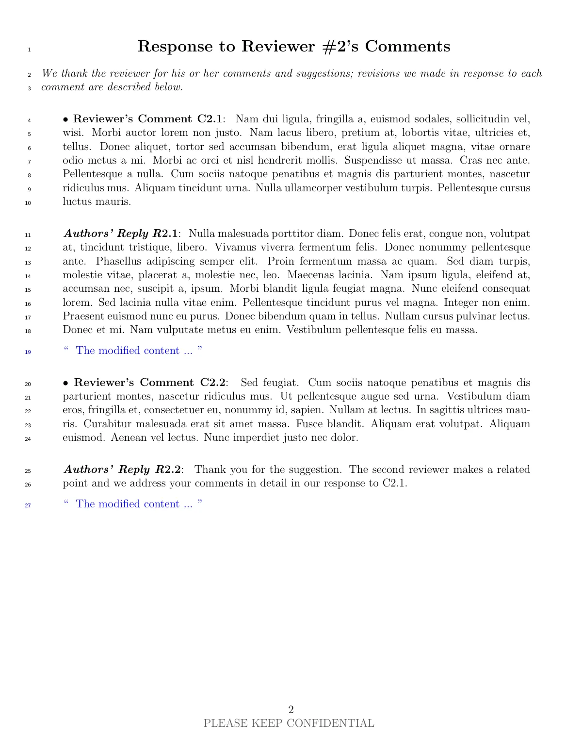 LaTeX-mallen Journal article review response, sida 2 av 2