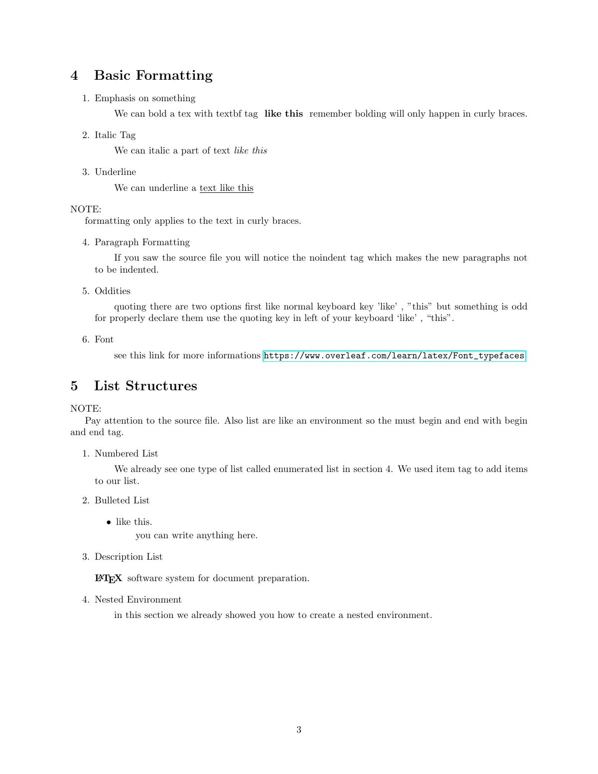 LaTeX basics guide with sections, figures and algorithms LaTeX template, page 3 of 7