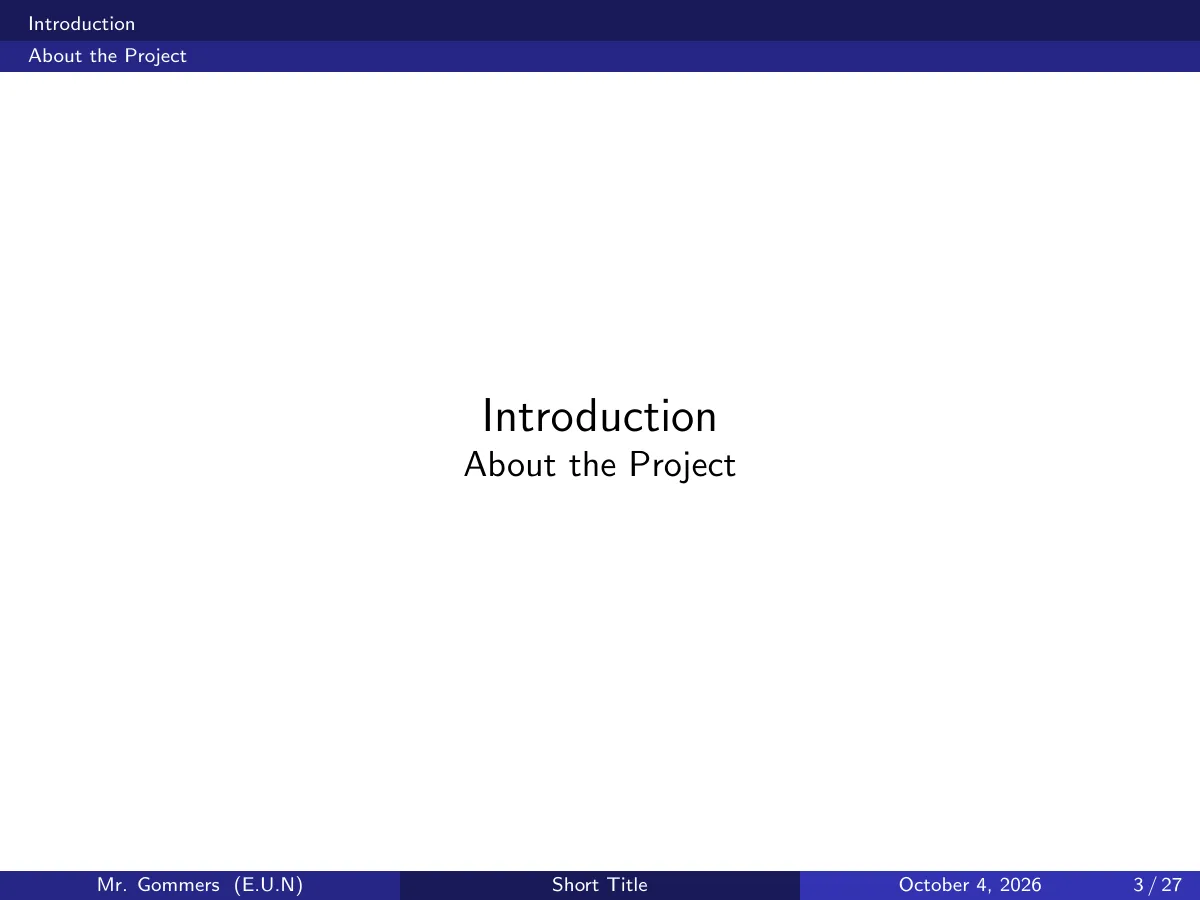 LaTeX-Vorlage Large Beamer presentation boilerplate, Seite 3 von 27