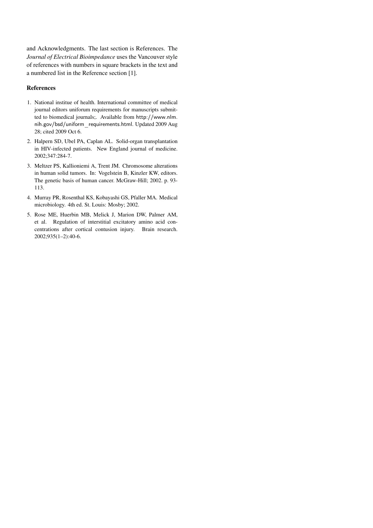 Journal of Electrical Bioimpedance article, guidelines LaTeX template, page 3 of 3